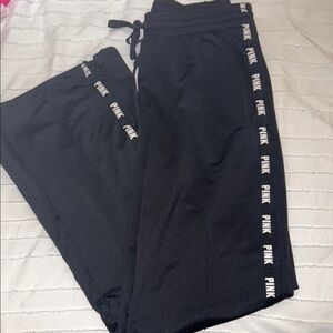 PINK Victoria's Secret Black Sweatpants with Side Stripe